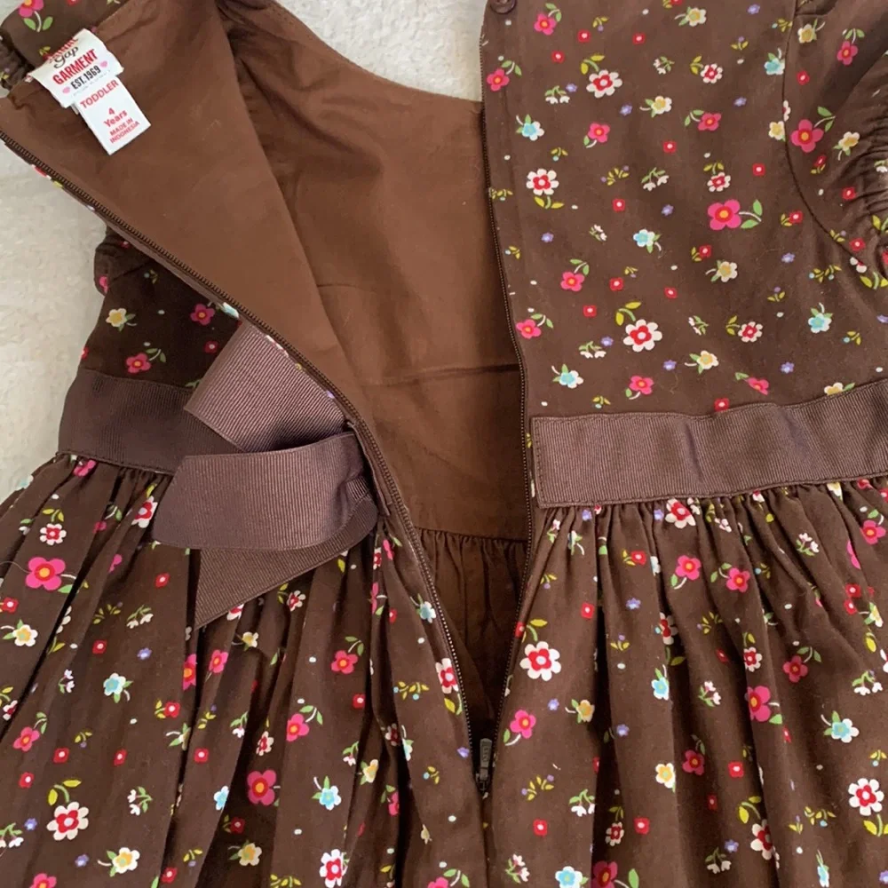 GAP Brown Floral Twirl Dress 4 EUC Beautiful! Lined